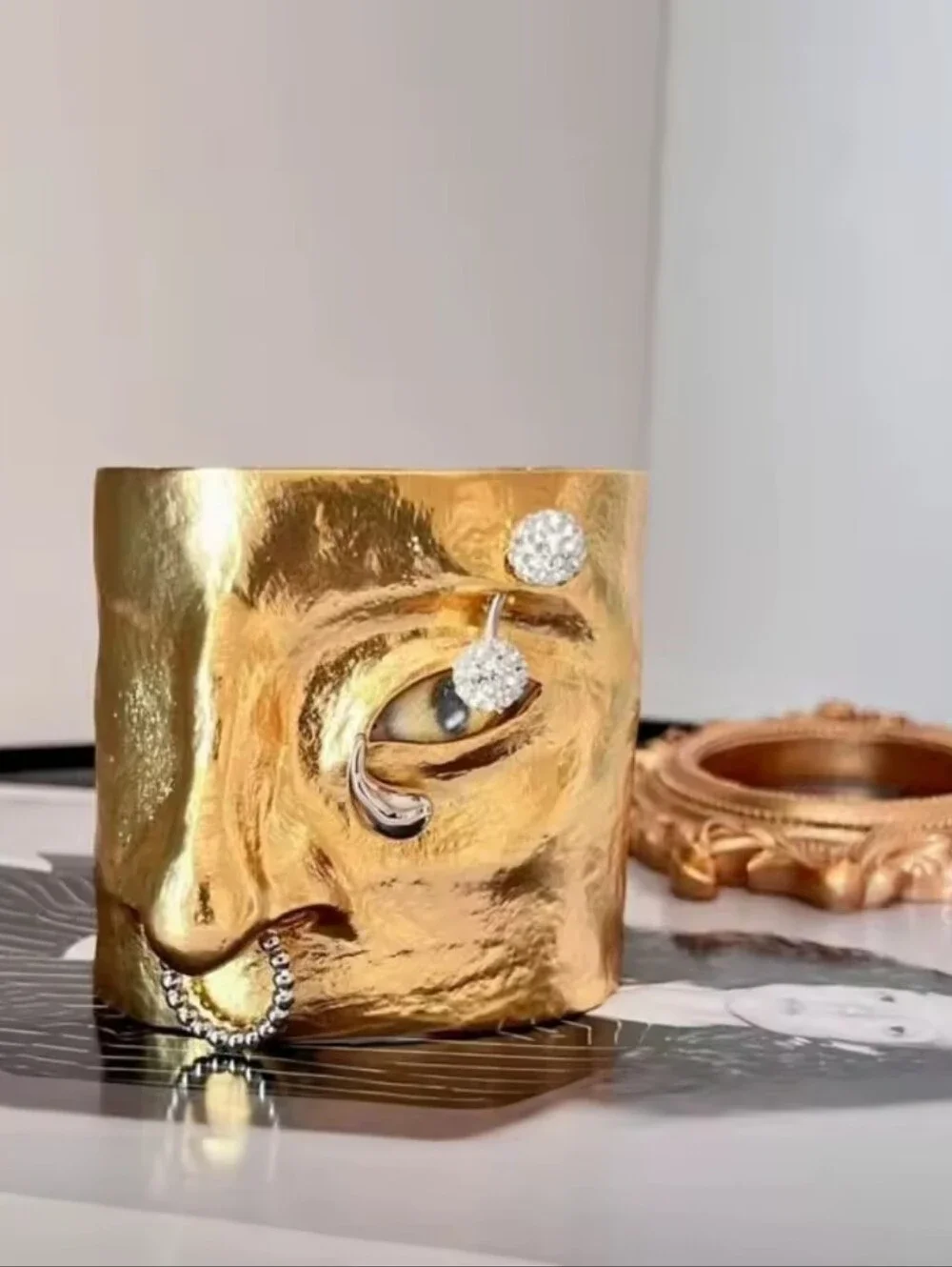 Schiaparelli Inspired Surrealist Face Cuff • Luxury Statement Jewelry